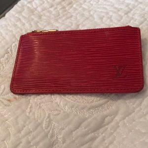 LOUIS Vuitton Red Epi Leather Key Pouch Pochette  - cles Keychain